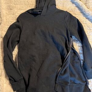 Black Hoodie with Side Zipper